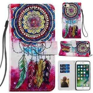 For iPhone SE 2022 / SE 2020 / 8 / 7 Painted Pattern Horizontal Flip Leather Case with Holder & Card Slots & Photo Frame(Dreamcatcher)