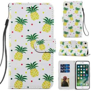 For iPhone SE 2022 / SE 2020 / 8 / 7 Painted Pattern Horizontal Flip Leather Case with Holder & Card Slots & Photo Frame(Pineapple)