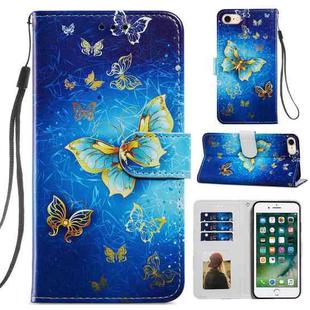 For iPhone SE 2022 / SE 2020 / 8 / 7 Painted Pattern Horizontal Flip Leather Case with Holder & Card Slots & Photo Frame(Phnom Penh Butterfly)