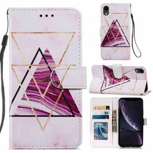 For iPhone XR Painted Pattern Horizontal Flip Leather Case with Holder & Card Slots & Photo Frame(Three-color Marble)