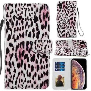 For iPhone X / XS Painted Pattern Horizontal Flip Leather Case with Holder & Card Slots & Photo Frame(Leopard)