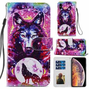 For iPhone XS Max Painted Pattern Horizontal Flip Leather Case with Holder & Card Slots & Photo Frame(Wolf Totem)