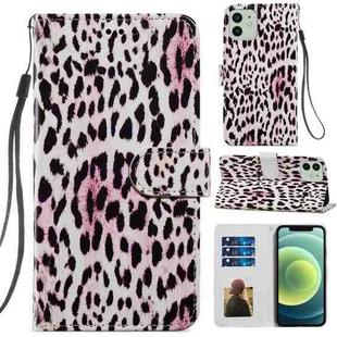For iPhone 12 / 12 Pro Painted Pattern Horizontal Flip Leather Case with Holder & Card Slots & Photo Frame(Leopard)