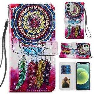 For iPhone 12 / 12 Pro Painted Pattern Horizontal Flip Leather Case with Holder & Card Slots & Photo Frame(Dreamcatcher)