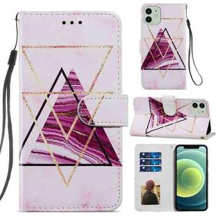 For iPhone 12 / 12 Pro Painted Pattern Horizontal Flip Leather Case with Holder & Card Slots & Photo Frame(Three-color Marble)