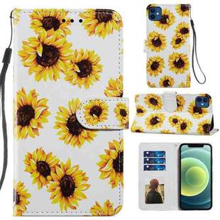 For iPhone 12 mini Painted Pattern Horizontal Flip Leather Case with Holder & Card Slots & Photo Frame (Sunflower)