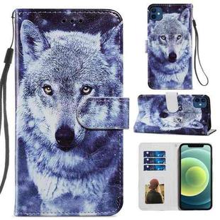 For iPhone 12 mini Painted Pattern Horizontal Flip Leather Case with Holder & Card Slots & Photo Frame (White Wolf)