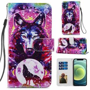 For iPhone 12 mini Painted Pattern Horizontal Flip Leather Case with Holder & Card Slots & Photo Frame (Wolf Totem)