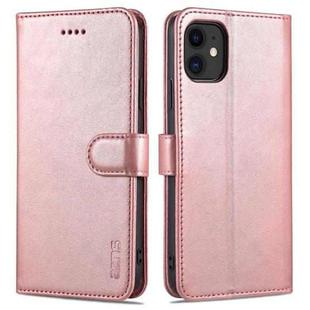 For iPhone 11 AZNS Skin Feel Calf Texture Horizontal Flip Leather Case with Card Slots & Holder & Wallet (Rose Gold)