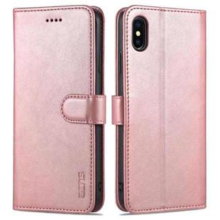 For iPhone XS Max AZNS Skin Feel Calf Texture Horizontal Flip Leather Case with Card Slots & Holder & Wallet(Rose Gold)