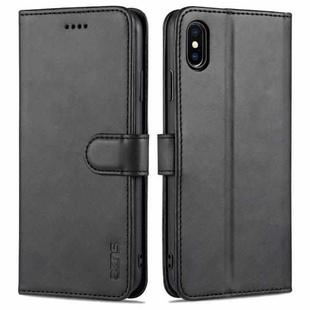 For iPhone XS Max AZNS Skin Feel Calf Texture Horizontal Flip Leather Case with Card Slots & Holder & Wallet(Black)