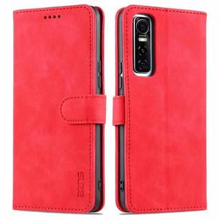 For vivo Y73s / S7e AZNS Skin Feel Calf Texture Horizontal Flip Leather Case with Card Slots & Holder & Wallet(Red)