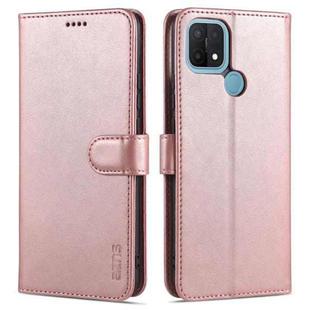 For OPPO A15 / A35 4G AZNS Skin Feel Calf Texture Horizontal Flip Leather Case with Card Slots & Holder & Wallet(Rose Gold)