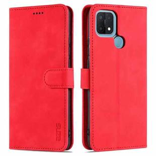 For OPPO A15 / A35 4G AZNS Skin Feel Calf Texture Horizontal Flip Leather Case with Card Slots & Holder & Wallet(Red)