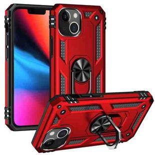 For iPhone 13 Shockproof TPU + PC Protective Case with 360 Degree Rotating Holder(Red)