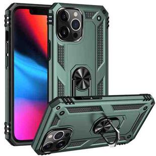 For iPhone 13 Pro Shockproof TPU + PC Protective Case with 360 Degree Rotating Holder (Dark Green)