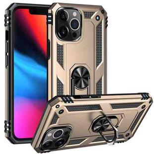 For iPhone 13 Pro Max Shockproof TPU + PC Protective Case with 360 Degree Rotating Holder (Gold)