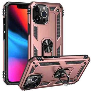 For iPhone 13 Pro Max Shockproof TPU + PC Protective Case with 360 Degree Rotating Holder (Rose Gold)