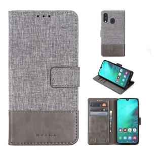 For Galaxy A40 MUXMA MX102 Horizontal Flip Canvas Leather Case with Stand & Card Slot & Wallet Function(Grey)