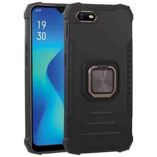 For OPPO A1k Fierce Warrior Series Armor All-inclusive Shockproof Aluminum Alloy + TPU Protective Case with Ring Holder(Black)