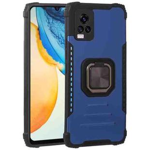 For vivo V20 Fierce Warrior Series Armor All-inclusive Shockproof Aluminum Alloy + TPU Protective Case with Ring Holder(Blue)