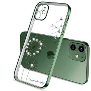 For iPhone 11 Pro Ultra-thin Electroplating Dandelion Pattern Protective Case (Dark Green)