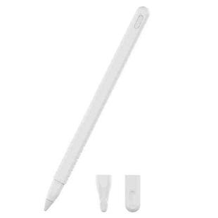 3 in 1 Pure Color Silicone Stylus Pen Protective Case Set for Apple Pencil 2(White)