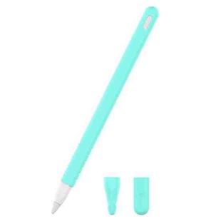 3 in 1 Pure Color Silicone Stylus Pen Protective Case Set for Apple Pencil 2(Mint Green)