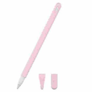 3 in 1 Pure Color Silicone Stylus Pen Protective Case Set for Apple Pencil 2(Light Pink)