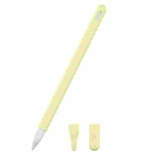 3 in 1 Pure Color Silicone Stylus Pen Protective Case Set for Apple Pencil 2(Yellow)
