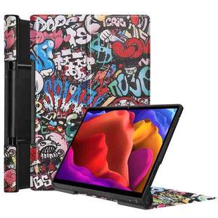 For Lenovo Yoga Pad Pro 13 inch YF K606F Custer Texture Coloured Drawing Pattern Horizontal Flip PU Leather Case with Holder(Graffiti)