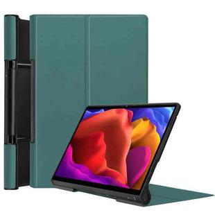 For Lenovo Yoga Pad Pro 13 inch YF K606F Custer Texture Horizontal Flip PU Leather Case with Holder(Dark Green)