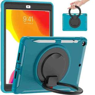 For iPad 10.2 2021 / 2020 / 2019 Shockproof TPU + PC Protective Case with 360 Degree Rotation Foldable Handle Grip Holder & Pen Slot(Blue)