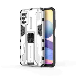 For Xiaomi Redmi Note 10 5G Supersonic PC + TPU Shock-proof Protective Case with Holder(Silver)