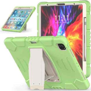 For iPad Pro 12.9 2020 3-Layer Protection  Screen Frame + PC + Silicone Shockproof Combination Tablet Case with Holder(Matcha Green)