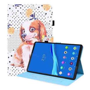 For Lenovo M10 Plus TB-X606F Animal Pattern Horizontal Flip Leather Case with Holder & Card Slots & Photo Frame(Little Flower Dog)