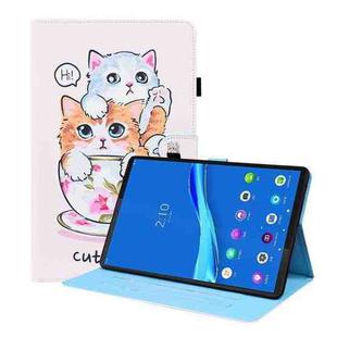 For Lenovo M10 Plus TB-X606F Animal Pattern Horizontal Flip Leather Case with Holder & Card Slots & Photo Frame(Cat Brothers)