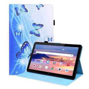 For Huawei MediaPad T5 10.1 inch Animal Pattern Horizontal Flip Leather Case with Holder & Card Slots & Photo Frame(Blue Butterfly)