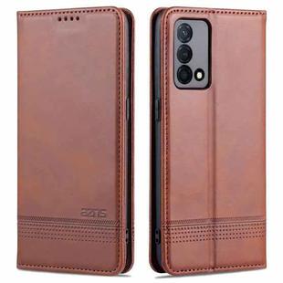 For OPPO K9 5G AZNS Magnetic Calf Texture Horizontal Flip Leather Case with Card Slots & Holder & Wallet(Dark Brown)