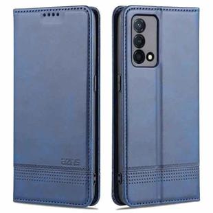 For OPPO K9 5G AZNS Magnetic Calf Texture Horizontal Flip Leather Case with Card Slots & Holder & Wallet(Dark Blue)