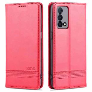 For OPPO K9 5G AZNS Magnetic Calf Texture Horizontal Flip Leather Case with Card Slots & Holder & Wallet(Red)