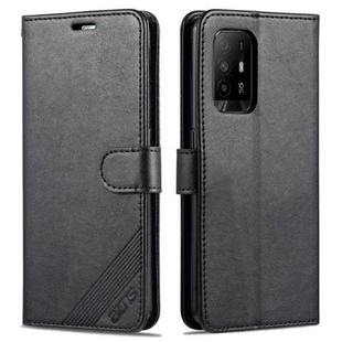 For OPPO A94 5G / Reno5Z 5G / F19 Pro+ 5G AZNS Sheepskin Texture Horizontal Flip Leather Case with Holder & Card Slots & Wallet(Black)