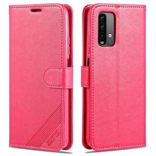 For Xiaomi Redmi Note 9 4G AZNS Sheepskin Texture Horizontal Flip Leather Case with Holder & Card Slots & Wallet(Red)