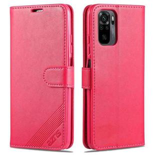 For Xiaomi Redmi Note 10 4G AZNS Sheepskin Texture Horizontal Flip Leather Case with Holder & Card Slots & Wallet(Red)