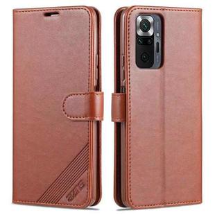 For Xiaomi Redmi Note 10 Pro AZNS Sheepskin Texture Horizontal Flip Leather Case with Holder & Card Slots & Wallet(Brown)