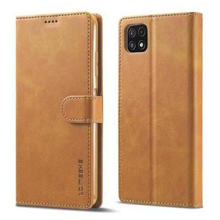 For Samsung Galaxy A22 5G LC.IMEEKE Calf Texture Horizontal Flip Leather Case with Holder & Card Slots & Wallet(Yellow)