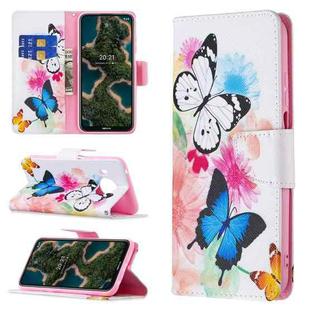For Nokia X10 / X20 Colored Drawing Pattern Horizontal Flip Leather Case with Holder & Card Slots & Wallet(Butterflies)
