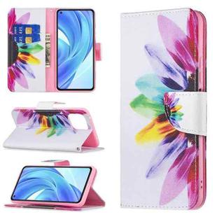 For Xiaomi Mi 11 Lite Colored Drawing Pattern Horizontal Flip Leather Case with Holder & Card Slots & Wallet(Sun Flower)