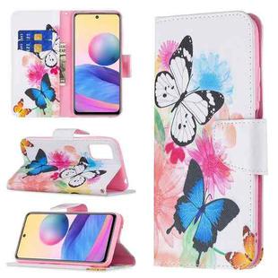 For Xiaomi Poco M3 Pro / Redmi Note 10 5G Colored Drawing Pattern Horizontal Flip Leather Case with Holder & Card Slots & Wallet(Butterflies)