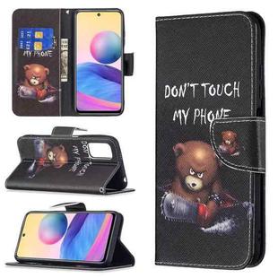 For Xiaomi Poco M3 Pro / Redmi Note 10 5G Colored Drawing Pattern Horizontal Flip Leather Case with Holder & Card Slots & Wallet(Bear)